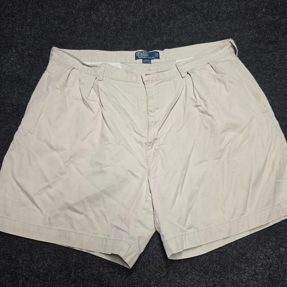 Polo Ralph Lauren Andrew Short Mens 40 Khaki Tan Pleated Cotton Chino Shorts